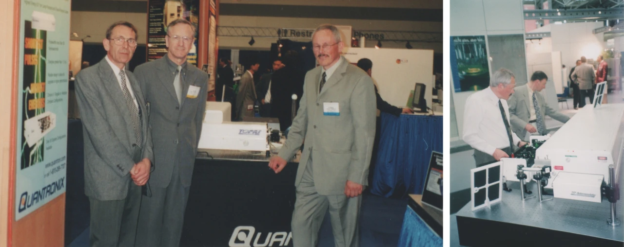 Dr. A. Juozapavičius, Prof. A. P. Piskarskas and Dr. Romas Danielius attending the first trade show in USA with Light Conversion’s signature TOPAS OPA.