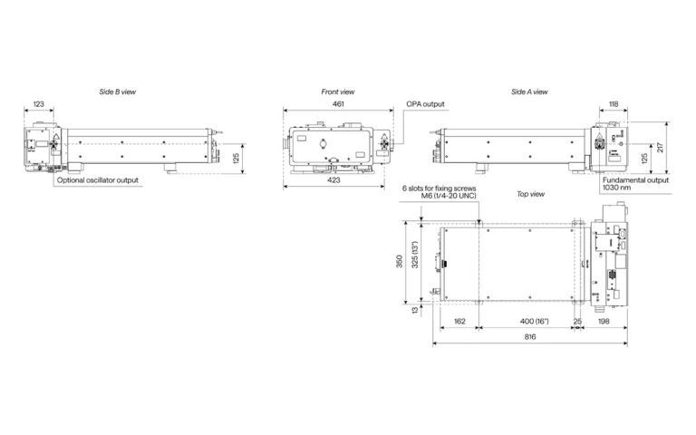 配有可调 I-OPA-SH-HP 的 CARBIDE-CB3 激光器的轮廓图